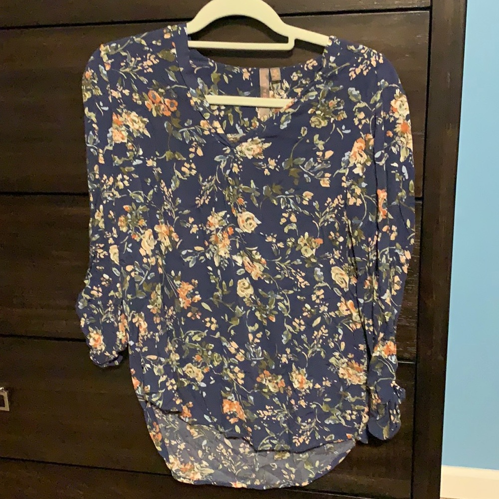 Navy/Floral Top